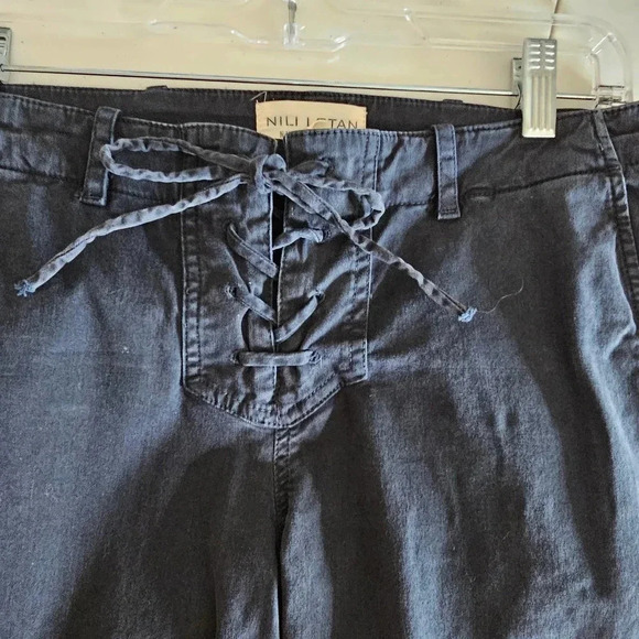 Nili Lotan Lace-Up Fly Ankle Zip Jogger Pants Navy Blue Size 4 - Picture 3 of 6